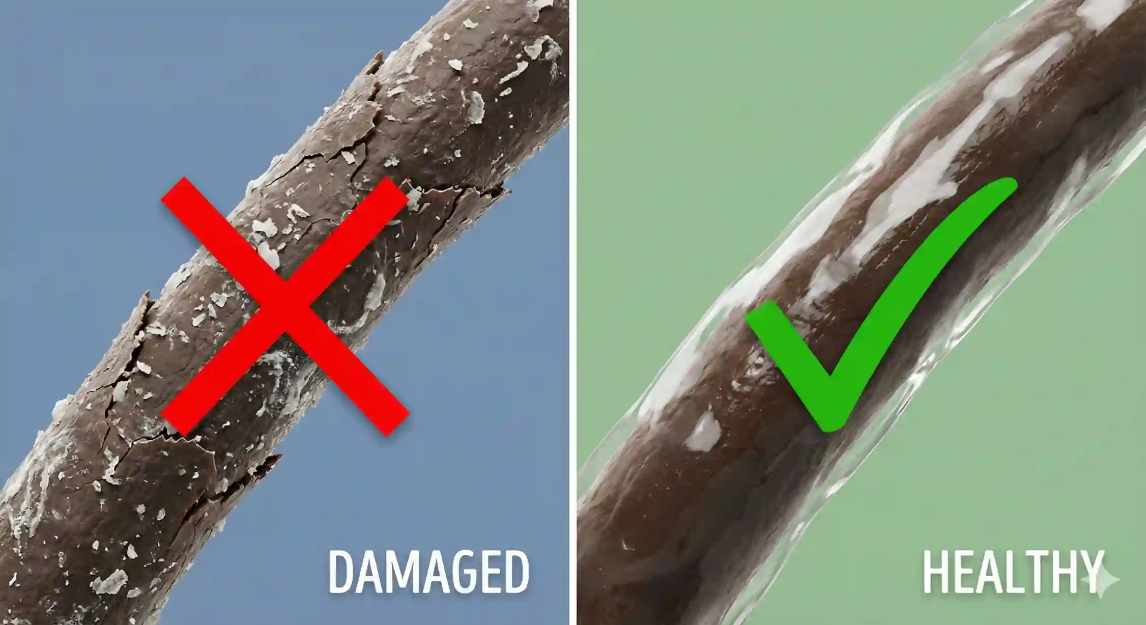 مقایسه میکروسکوپی تار موی سالم و آسیب‌دیده بر اثر استفاده از ژل ابرو الکلی و ایجاد سفیدک.